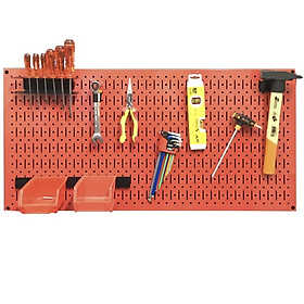 Vách lưới pegboard treo tường màu Đỏ + Phụ kiện