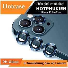 Bộ miếng dán kính cường lực Camera dành cho iPhone 13 Pro Max hiệu HOTCASE Kuzoom Lens Ring mang lại khả năng chụp hình sắc nét full HD - Hàng nhập khẩu - Xanh