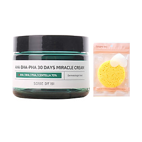 Kem Dưỡng Giảm Mụn Some By Mi AHA-BHA-PHA 30 Days Miracle Cream 50ml tặng kèm miếng rửa mặt