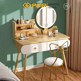 Mua Bàn trang điểm đèn led Ak02 dùng để trang điểm decor Phong Cách Bắc Âu mặt bàn phủ melamine chống xước Chân Gỗ Tự Nhiên Kiểu Dáng Hiện Đại ANA