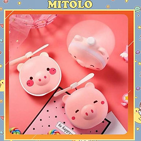 Mua Quạt tích điện heo mini có kèm gương soi siêu xinh