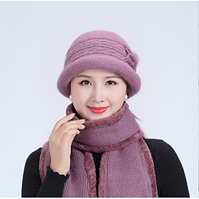 Sét mũ len kèm khăn cao cấp cho người trung niên, bộ nón len cho người già