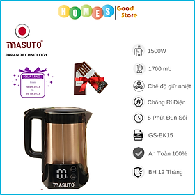 Mua Ấm Siêu Tốc Thông Minh 1.7L Chống Bỏng 3 in 1 MASUTO Công Nghệ Nhật Bản Đun Siêu Nhanh Có Cài Đặt Nhiệt Độ 1500W - Hàng Chính Hãng