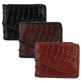 HP2771-72-73-74 - Ví nam Huy Hoàng da cá sấu đan viền 2 gai màu đen, nâu đất, vàng, nâu đỏ