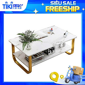 Mua Bàn Trà Sofa Họa Tiết Cẩm Thạch Giả Vân Đá 2 Tầng Trang Trí Phòng  Chân Thép Tĩnh Điện Chắc Chắn (Màu Đen  Màu Trắng)