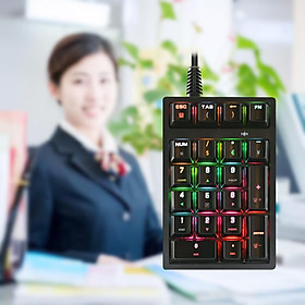 Compact K21 Mini Mechanical Numeric Keypad, 21 Keys, Plug and Play Blue Switch RGB USB Wired Numpad for Tablets Gamer PS Designers Notebook