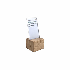 Kệ mica 1 mặt đế gỗ Enter FG-04 30x50mm, Kệ thông tin sản phẩm, Standee mica để bàn, Bảng quét mã QR Code