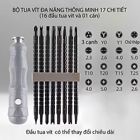 Bộ tua vít đa năng thông minh 17 chi tiết, có thể thay đổi chiều dài