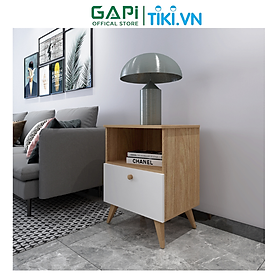 Tủ đầu giường GAPI có ngăn gỗ phối trắng, tab đầu giường tạo điểm nhấn cho không gian GP109