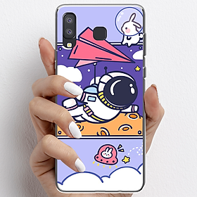 Ốp lưng cho Samsung A8 Star nhựa TPU mẫu Phi hành gia tím