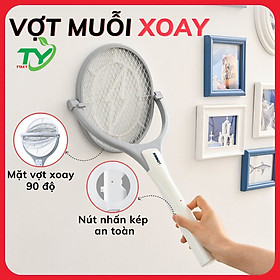 Vợt Muỗi Xoay KAMOT Chính Hãng, Vợt Diệt Muỗi Thông Minh xoay 90 độ 2 In 1 Kiêm Đèn Bắt Muỗi Tự Động Ban Đêm