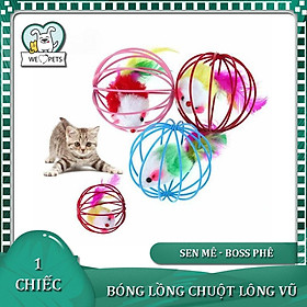 Đồ chơi chó mèo - Đồ chơi bóng lồng chuột lông vũ cho thú cưng