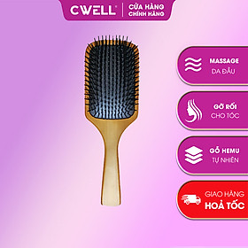 Lược chải tóc, lược gỡ rối CWELL chất liệu gỗ sồi cao cấp, lược massage đầu có đệm khí thư giãn, đủ size C03PK