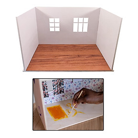 Miniature Dollhouse Wall Decoration Durable with Window for Dollhouses Micro Landscape Pretend Toys Photography Props DIY Accessory