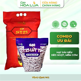 Combo 5kg Gạo ST25 + 2kg Gạo ST25 Lứt Tím (Tổng 7kg)