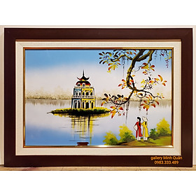 Mua TRANH SƠN MÀI THÁP RÙA HỒ GƯƠM