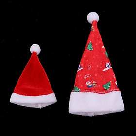 2pcs Red Mini Printed Christmas Hat Crafts for 30cm  Doll Clothes Accessories Gift
