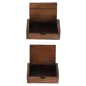 2Pcs Thailand Mango Wooden Toothpick Case Box Container Hotel Supplies