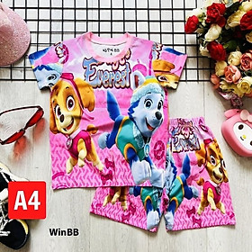 Đồ bộ bé trai hình chó cứu hộ kích cở từ 12-43kg- Vải thun lạnh in 3d - giặt không vỡ hình