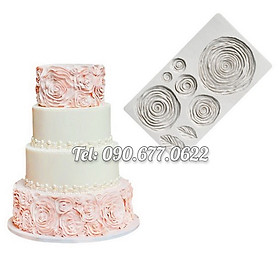 Mua Khuôn silicone làm viền bánh  rau câu  fondant 6 hoa hồng xoáy kèm lá - Mã số 1401