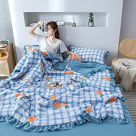 Mua Bộ Chăn Ga Cotton Đũi Rem Bèo 4 Món Chăn Trần Bông - CTDA18
