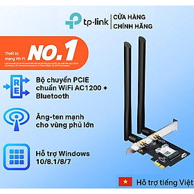 Cạc mạng không dây TP-Link PCI-E Archer T5E AC1200Mbps, 2 Ăng ten ngoài- Bluetooth - Hàng Chính Hãng