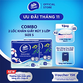 Khăn giấy rút cao cấp Vinda Deluxe 3 lớp 50 tờ size S (4 Gói)