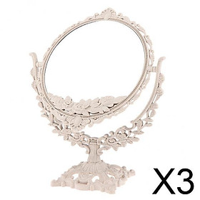 3xTabletop Vanity Makeup Mirror Double Side 360 Degree Swivel Cosmetic Mirrors Round Shape