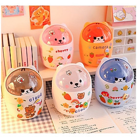 Mua  NEW Thùng rác mini  Giỏ đựng rác để bàn có nắp mini  hình chú gấu xinh xắn