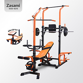 Giàn tạ đa năng kết hợp xà đơn xà kép Zasami 8215 - Kèm 50kg tạ gang, đòn 1m5, găng tay tập tạ