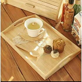 Mua BỘ 2 KHAY GỖ CHỮ NHẬT  TRANG TRÍ  DECORE   GỖ CAO SU