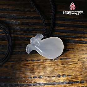 Mặt dây chuyền túi tiền đá mã não trắng mệnh thủy, kim - Ngọc Quý Gemstones