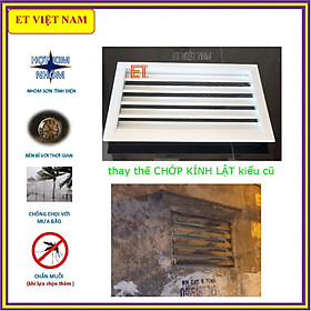 Mua Mặt thông gió nhà vệ sinh 40x25cm (thay thế cửa chớp lật kính kiểu cũ) chất liệu nhôm  chống hắt mưa  chống muỗi-chuột