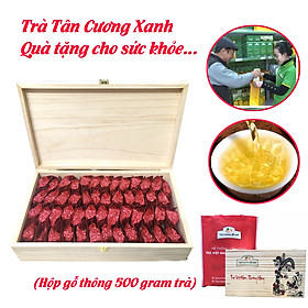 Hộp Trà Xanh Gỗ Thông Tân Cương Xanh - Trà Tân Cương thượng hạng Hộp gỗ thông món quà sức khỏe ý nghĩa