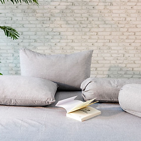 Bộ ga gối 5 món cho giường 1m8 KAHLIO vải sợi tổng hợp cao cấp, màu xám đơn giản không họa tiết | Index Living Mall - Phân phối độc quyền tại Việt Nam
