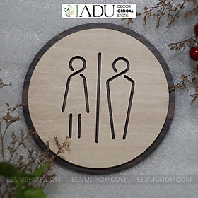Bảng toilet bằng Gỗ trang trí dán cửa phòng toilet hình tròn Hadu DECOR-TL13 - HaduDecor