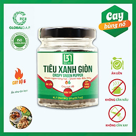 Tiêu Xanh Giòn Bầu Mây - Tiêu Ăn Liền - Cấp Độ Cay 6/6 - Hũ 20g - Hồ Tiêu Vùng Trồng Đạt chuẩn quốc tế GLOBALG.A.P.