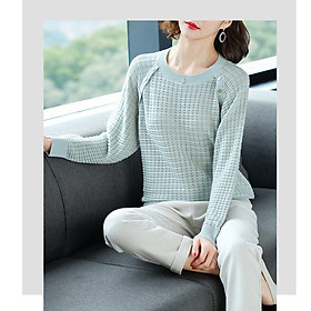 Áo len nữ dài phối cúc tay xinh xắn mẫu mới thu đông DV39