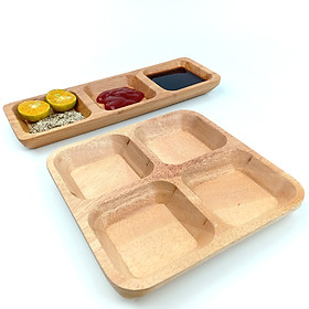 Mua Khay Chén Chấm Gỗ 3 Ngăn và 4 Ngăn Đựng Nước Chấm Gia Vị Món Ăn - Gỗ Kim Ngân