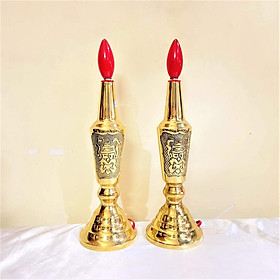 Mua Đèn Thờ Cúng Gia Tiên Dáng Nến Bằng Đồng (2 size)