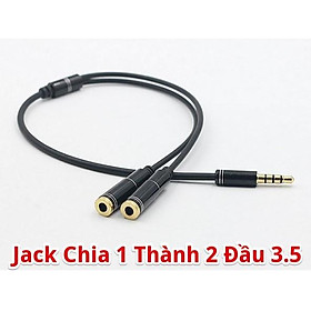 Jack chia tai nghe từ 1 cổng 3.5 thành 2 cổng tai nghe và micro (dài 30 cm)-C21 (1 dương 2 âm)