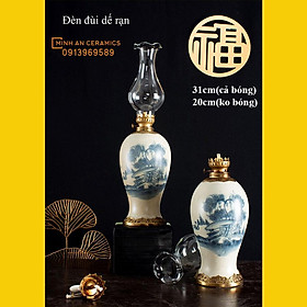 Mua Đèn dầu thờ gốm sứ men rạn giả cổ bọc đồng dáng thấp gốm Minh An Bát Tràng