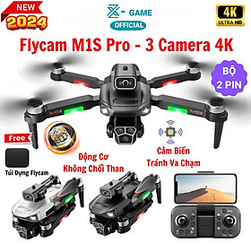 Flycam Mini Giá Rẻ Drone M1S Cải Tiến Với 3 Mắt Camera 4K có cảm biến tránh va chạm, động cơ không chổi than siêu bền bỉ, chuyền hình ảnh trực tiếp về điện thoại - Hàng Chính hãng Asport