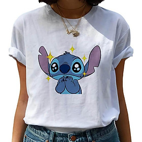 Áo Thun Nữ Luslos Lilo Stitch Hoạt Hình Đáng Yêu In Hình Giản Dị Suông