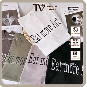 Áo phông 3158, áo thun form rộng chất cotton in chữ EAT