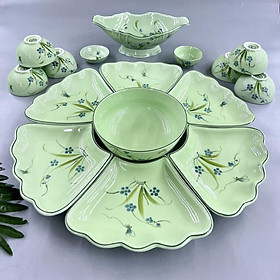 Set hoa mặt trời 16 món. Gốm sứ Bát Tràng cao cấp