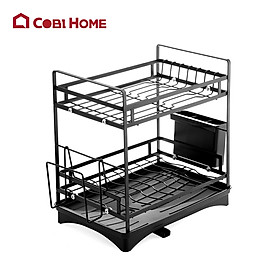 Kệ úp bát đĩa nhà bếp đa năng 2 tầng kèm khay hứng nước (S). Phân phối bởi Cobi Home