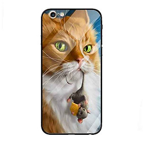 Ốp lưng kính cường lực cho iPhone 6 Plus /6s Plus Nền Mèo Và Chuột - Hàng Chính Hãng
