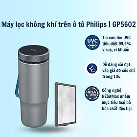 Máy lọc không khí Philips Cốc lọc không khí trên ô tô khử mùi, khử khuẩn tia UV Gopure Style GP5602 - Hàng nhập khẩu. - GP5602