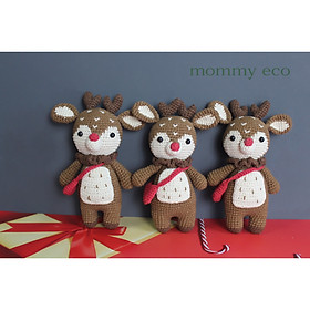 Gấu bông móc len Amigurumi Tuần lộc Giáng sinh cao cấp Mommy Eco 100% Handmade, món quà an toàn cho em bé